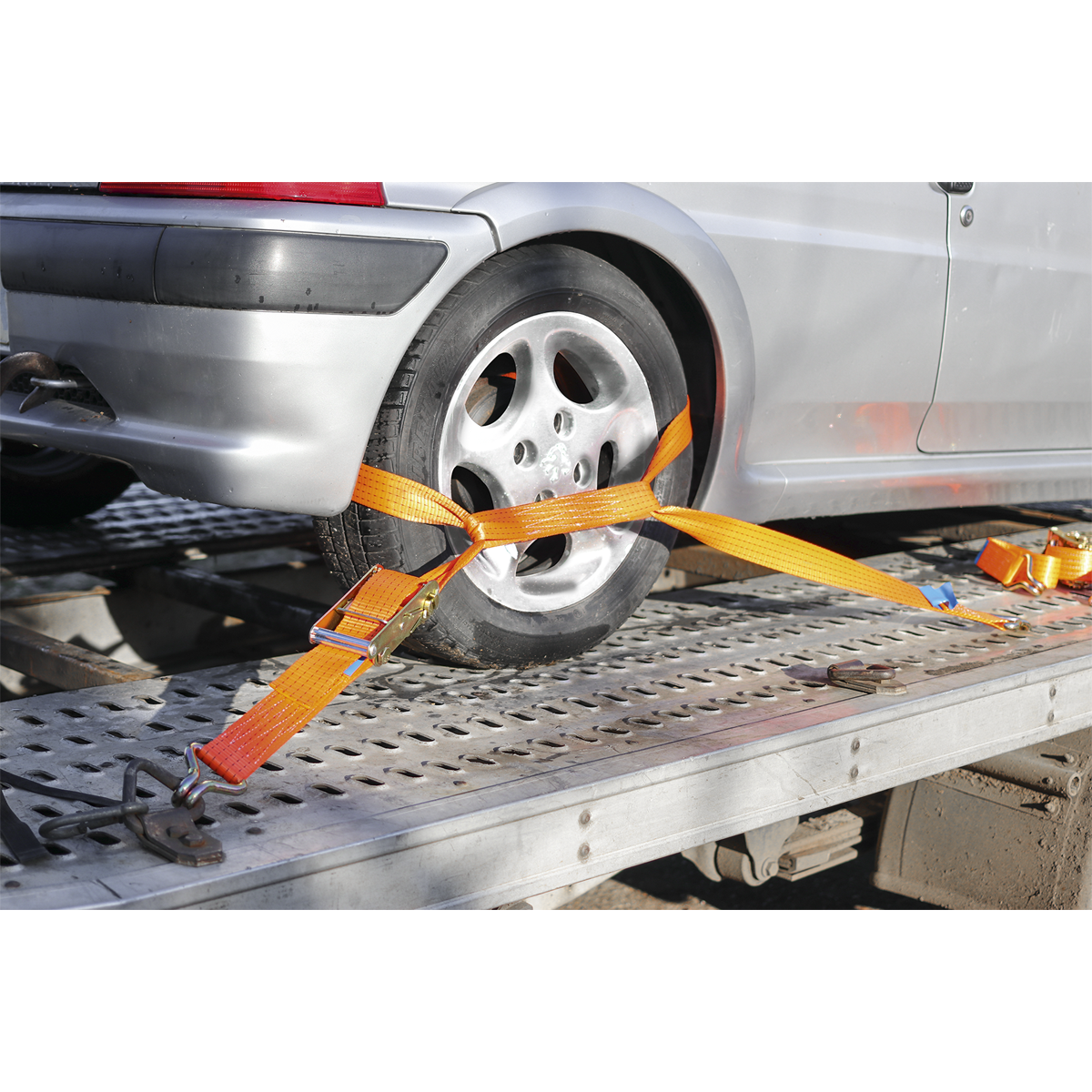 Sealey TDRWA Car Transporter Ratchet Tie Down 50mm x 3m Alloy Wheel - Single 5000kg Breaking Strength