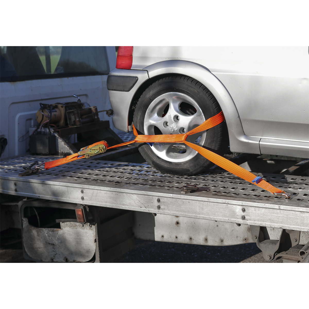 Sealey TDRWA Car Transporter Ratchet Tie Down 50mm x 3m Alloy Wheel - Single 5000kg Breaking Strength