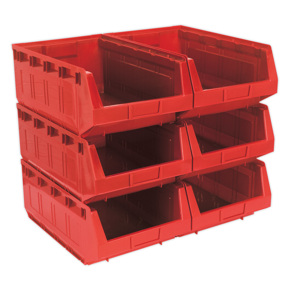 Sealey TPS56R Plastic Storage Bin 310 x 500 x 190mm - Red Pack of 6