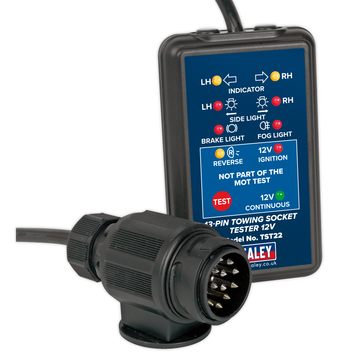 Sealey TST22 Towing Socket Tester 13-Pin 12V - DVSA Approved