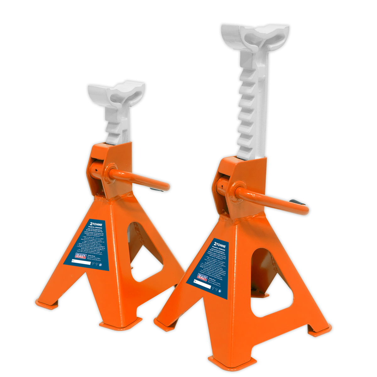 Sealey VS2002OR Axle Stands (Pair) 2tonne Capacity per Stand Ratchet Type - Orange