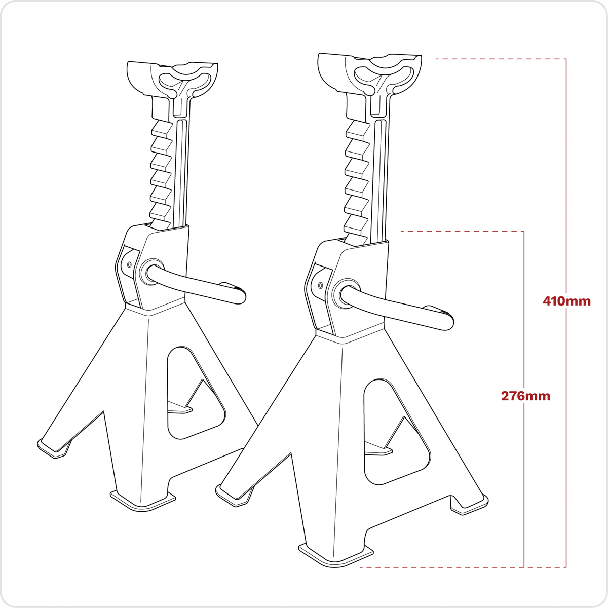 Sealey VS2002OR Axle Stands (Pair) 2tonne Capacity per Stand Ratchet Type - Orange