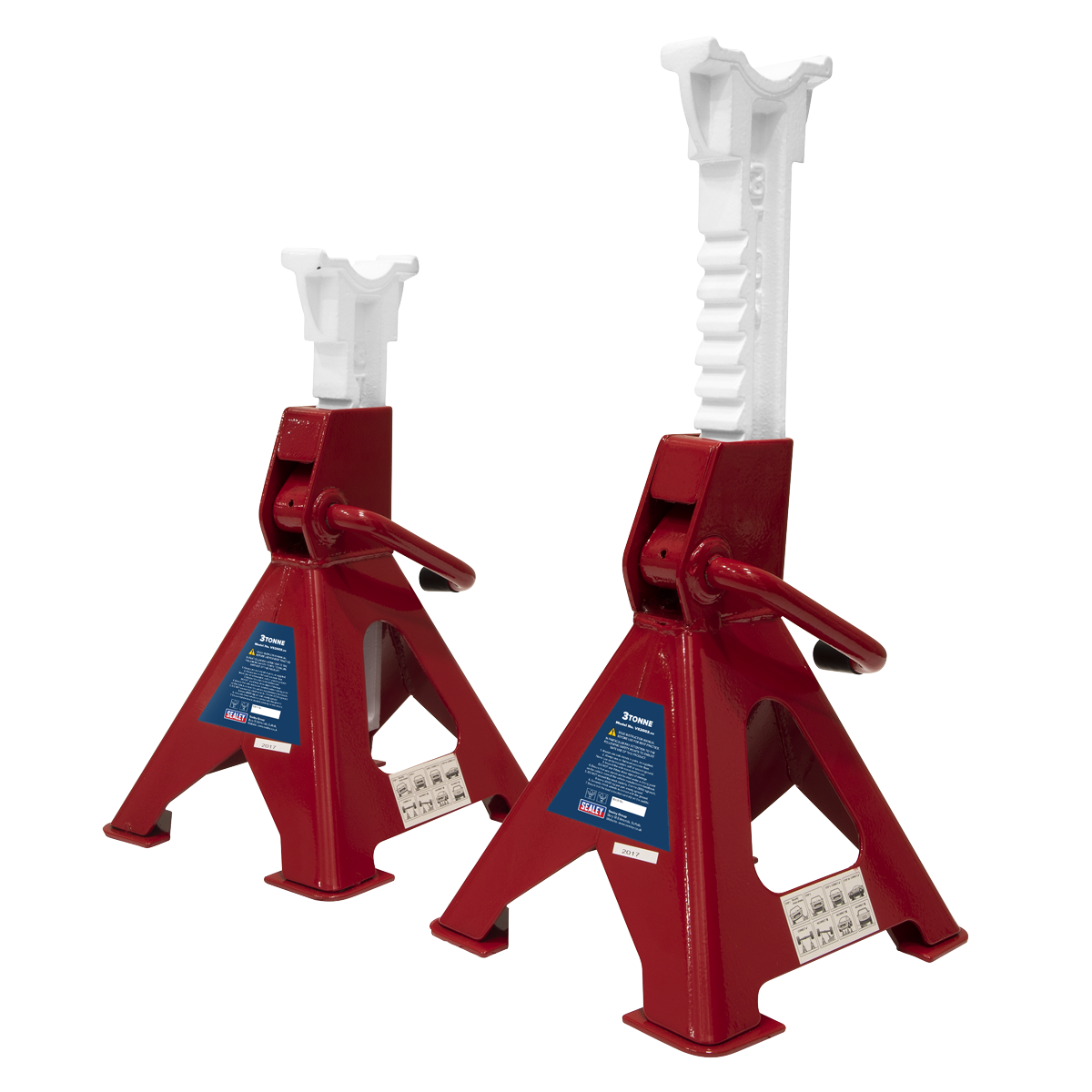 Sealey VS2003 Axle Stands (Pair) 3tonne Capacity per Stand Ratchet Type