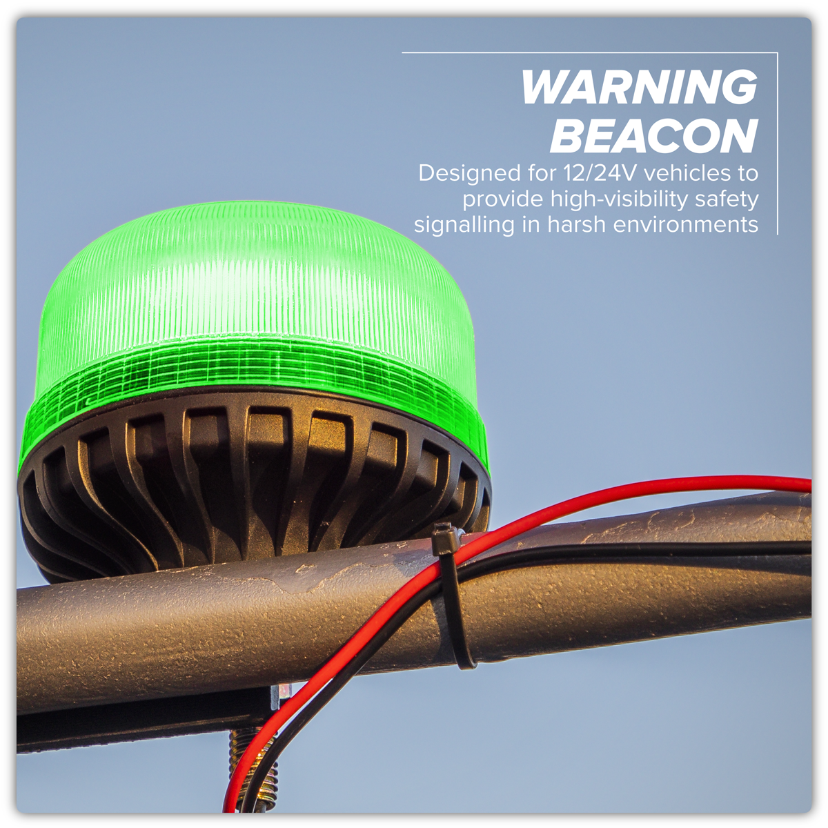 Sealey WB951LEDG Warning Beacon SMD LED 12/24V 12mm Bolt Fixing - Green