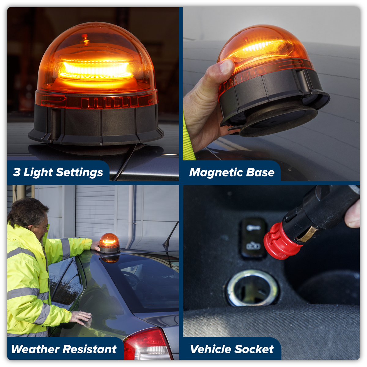 Sealey WB954LED Warning Beacon 45 LED 12/24V Magnetic Base