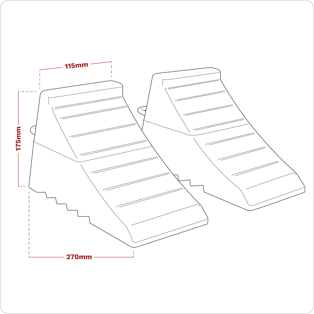 Sealey WC02 Rubber Wheel Chocks 3.3kg - Pair