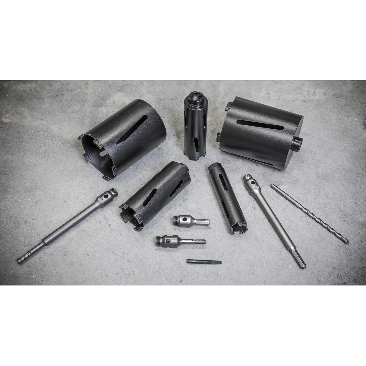 Sealey WDCKIT5 Diamond 5 Core Kit (38, 52 ,65, 117, 127mm Cores with Adaptors)
