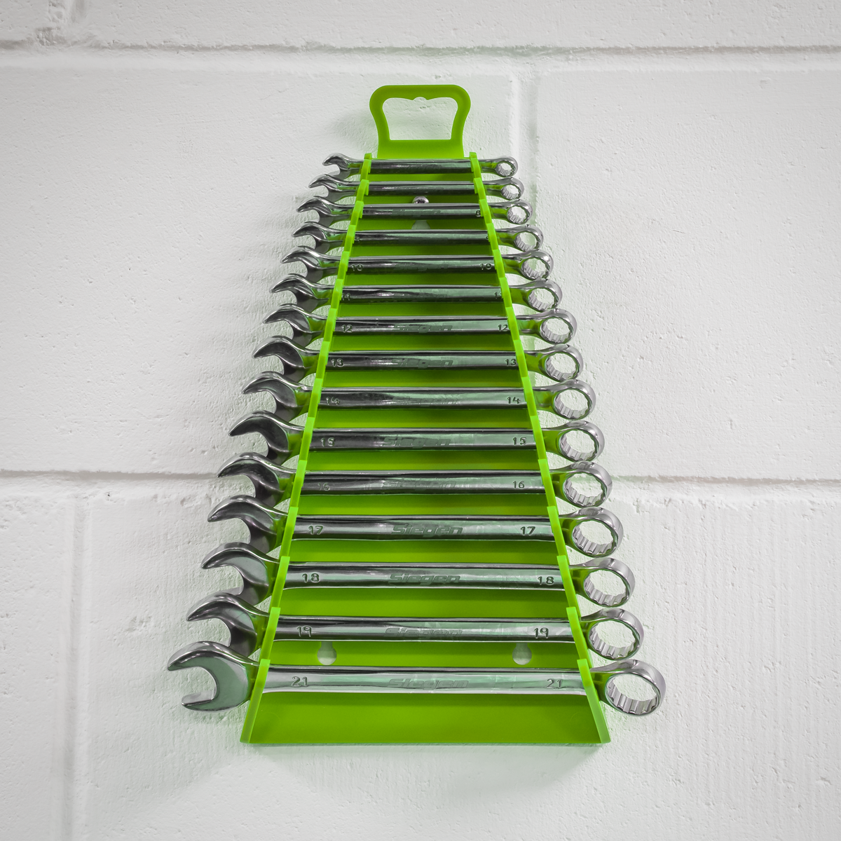 Sealey WR09HV Reverse Spanner Rack Capacity 15 Spanners Hi-Vis Green