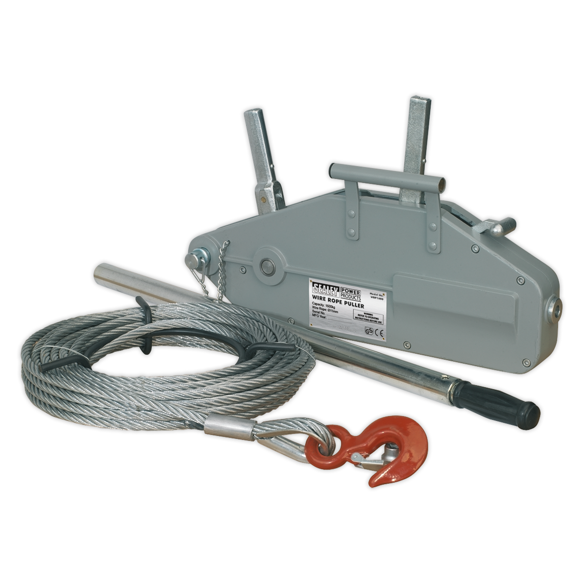 Sealey WRP1600 Wire Rope Puller 1600kg Max Line Force