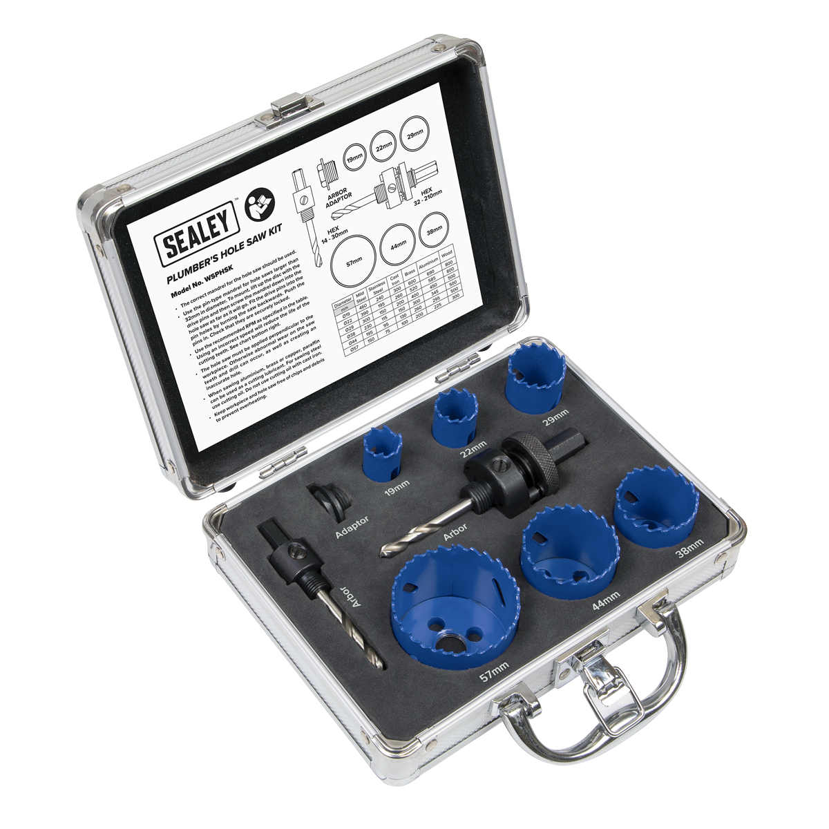 Sealey WSPHSK Hole Saw Kit 9pc - Plumbers