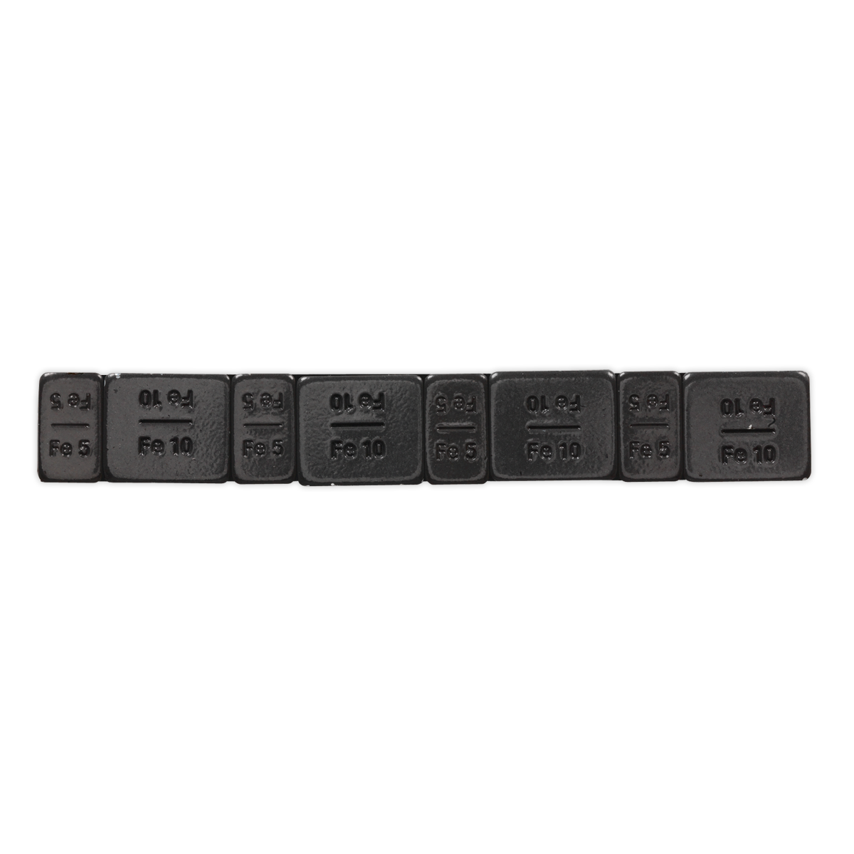 Sealey WWSA510B Wheel Weight 5 & 10g Adhesive Zinc Plated Steel Black Strip of 8 (4 x Each Weight) Pack of 50