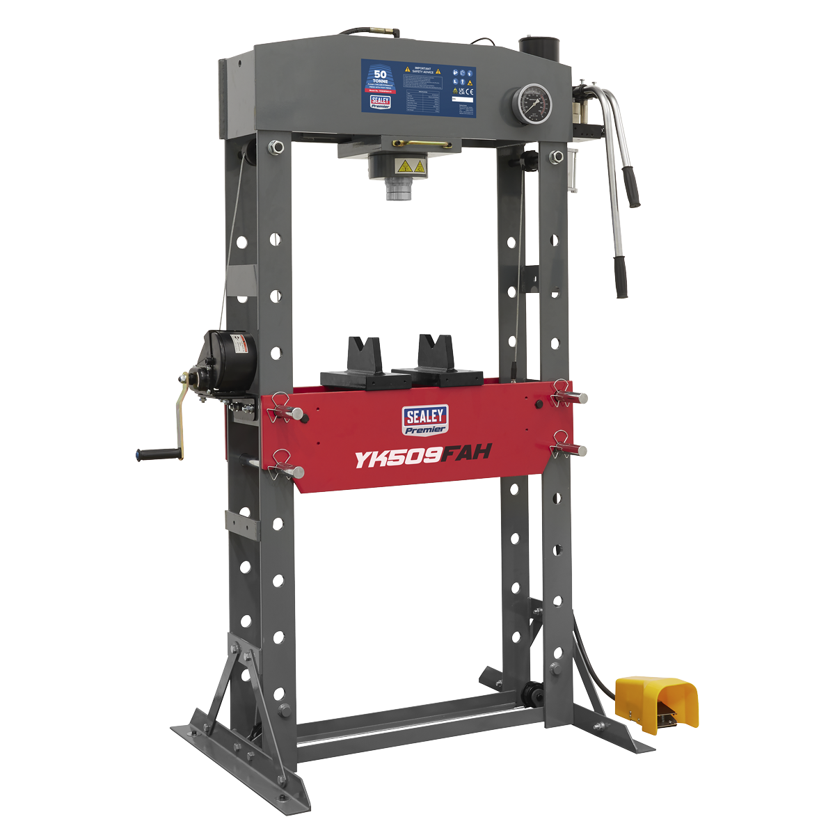 Sealey YK509FAH Premier Air/Hydraulic Floor Type Press with Foot Pedal 50 Tonne