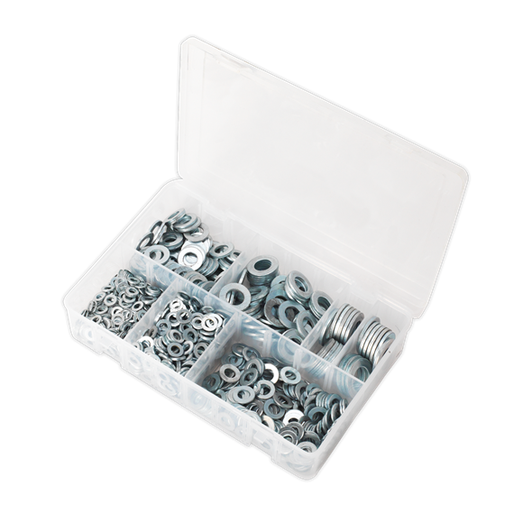 Sealey AB055WA Flat Washer Assortment 1070pc M5-M16 Form A Metric
