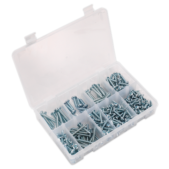 Sealey AB064STPP Self Tapping Screw Assortment DIN 798CZ 305pc Pan Head Pozi Zinc