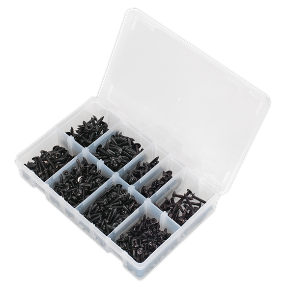 Sealey AB066STBK Self Tapping Screw Assortment 700pc Flanged Head