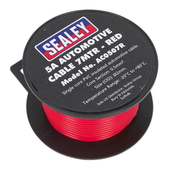Sealey AC0507R Automotive Cable Thick Wall 5A 7m Red