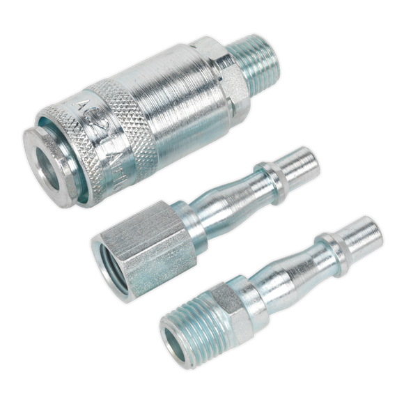 Sealey AC60 Air Tool Coupling Kit 3pc 1/4"BSP