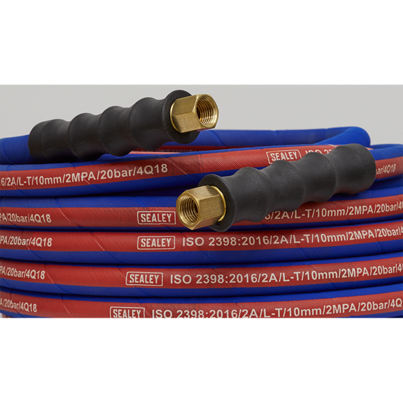 Sealey AH10R Extra-Heavy-Duty Air Hose with 1/4"BSP Unions 10m x 8mm