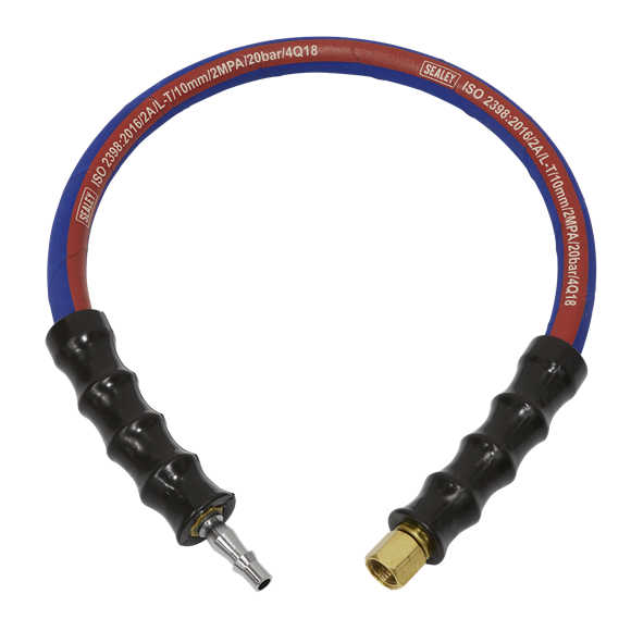 Sealey AH2R/38 Air Leader Hose 600mm x Ø10mm with Tailpiece & 1/4"BSP Union