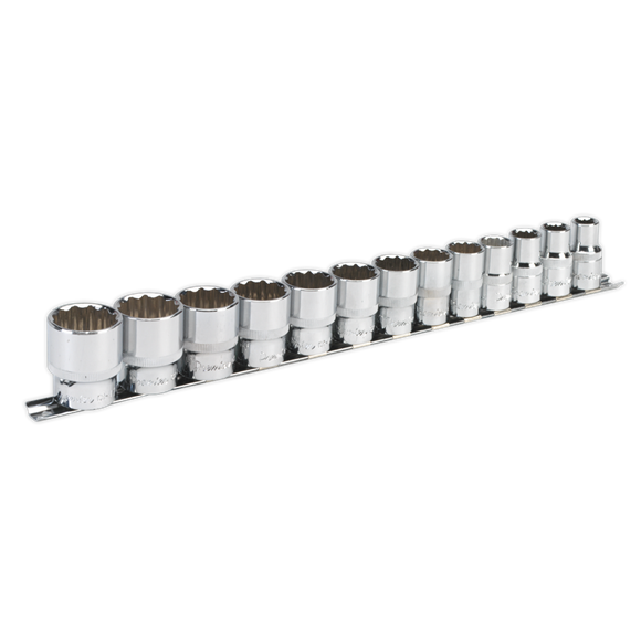 Sealey AK2674 Socket Set 13pc 1/2"Sq Drive 12pt WallDrive® Imperial