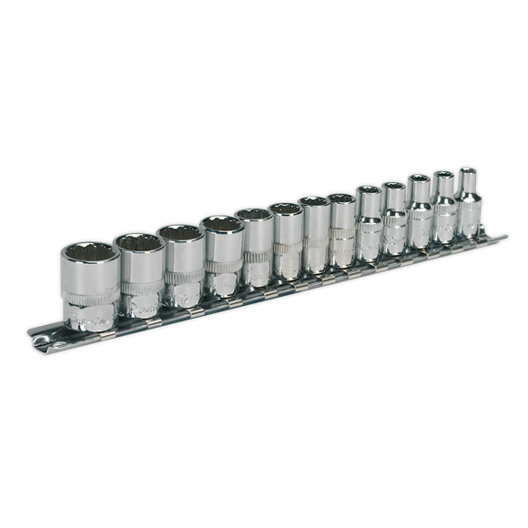 Sealey AK2680 Socket Set 13pc 1/4"Sq Drive 12pt WallDrive® Metric