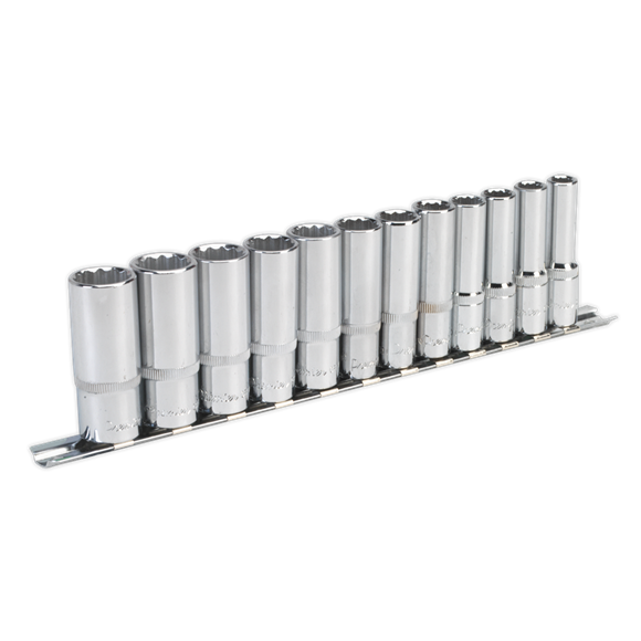Sealey AK2683 Socket Set 12pc 3/8"Sq Drive 12pt Deep WallDrive® Metric