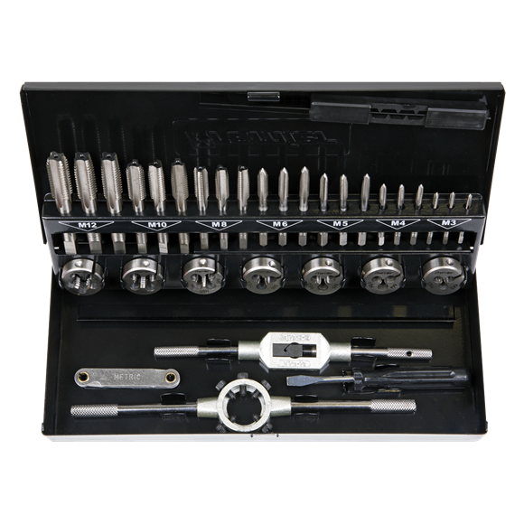 Sealey AK3015HSS Tap & Die Set 32pc Split Dies HSS 4341 - Metric