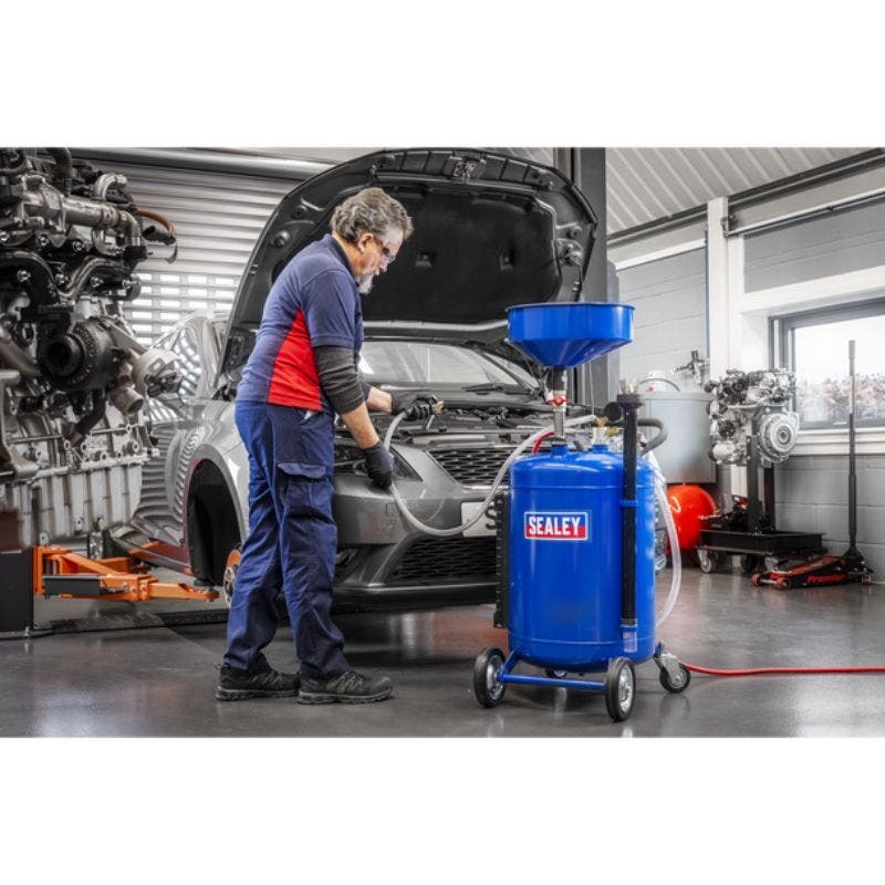 Sealey AK459DX Mobile Oil Drainer with Probes 90L Air Discharge