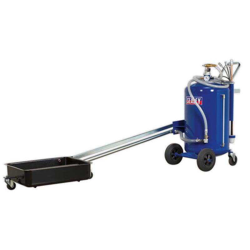 Sealey AK462DX Mobile Oil Drainer with Probes 80L Cantilever Air Discharge