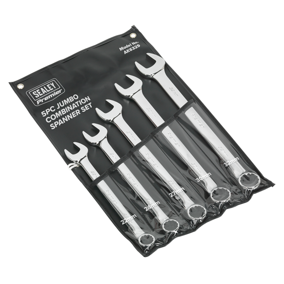 Sealey AK6329 Premier Jumbo Combination Spanner Set 5pc