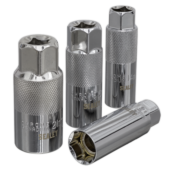 Sealey AK65561 Magnetic Spark Plug Socket Set 4pc 3/8"Sq Drive