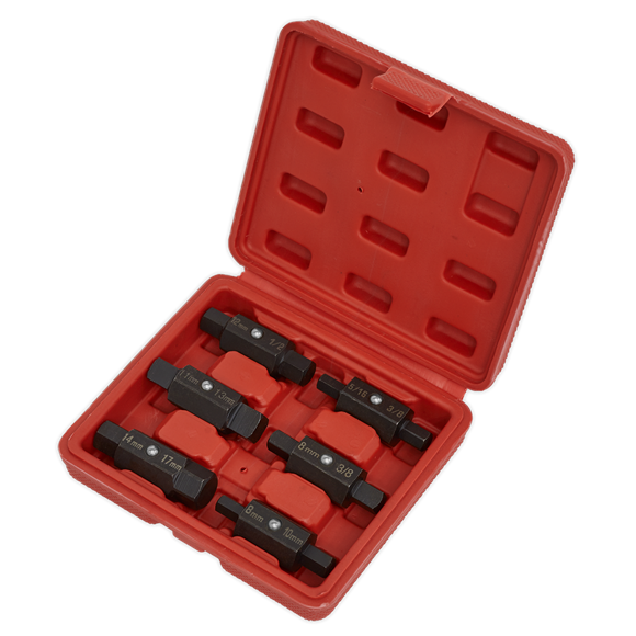 Sealey AK658 Oil Drain Plug Key Set 6pc Double End