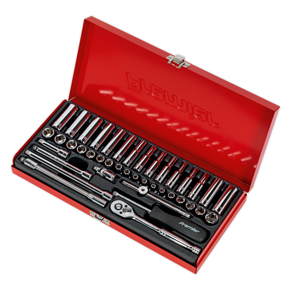 Sealey AK690 Socket Set 41pc 1/4"Sq Drive 6pt WallDrive® - Metric/Imperial