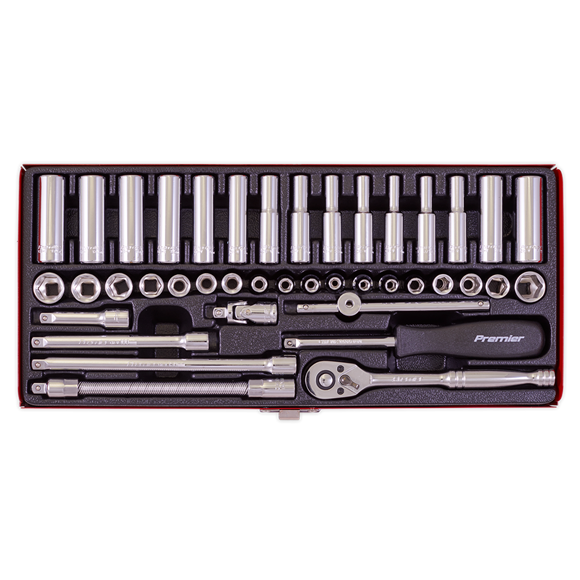 Sealey AK690 Socket Set 41pc 1/4"Sq Drive 6pt WallDrive® - Metric/Imperial