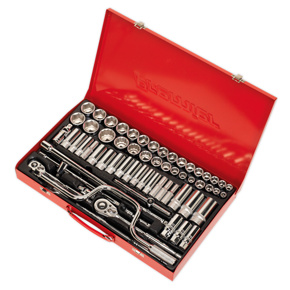 Sealey AK694 Socket Set 64pc 3/8" & 1/2"Sq Drive 6pt WallDrive® - Metric/Imperial