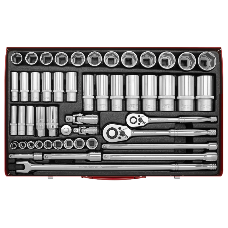 Sealey AK6942 Socket Set 50pc 3/8" & 1/2"Sq Drive 6pt WallDrive® - Metric