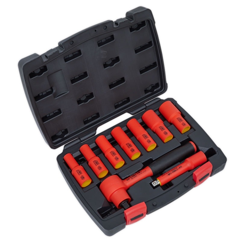 Sealey AK7942 Insulated Socket Set 9pc 3/8"Sq Drive 6pt WallDrive VDE Approved