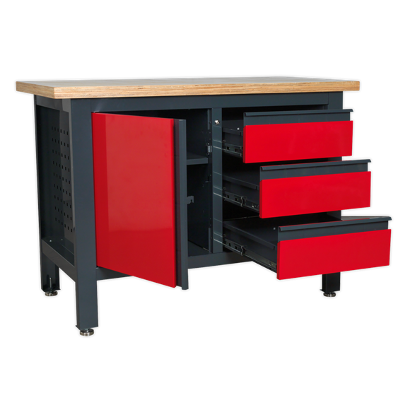 Sealey AP1372B Workstation with 3 Drawers & Cupboard