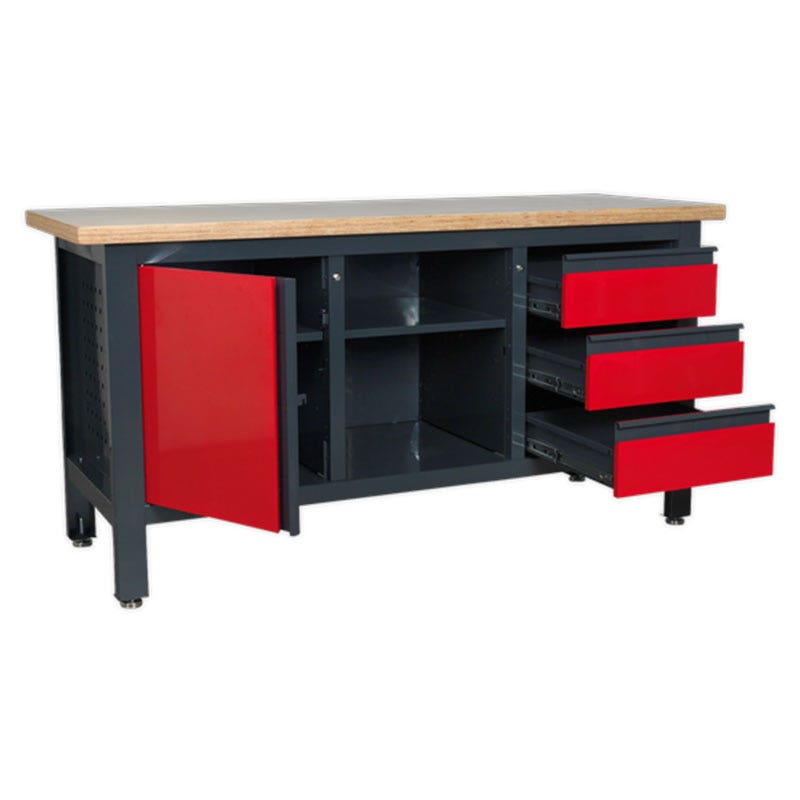 Sealey AP1905B Workstation with 3 Drawers, 1 Cupboard & Open Storage