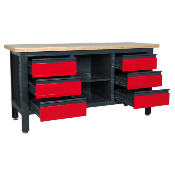 Sealey AP1905D Workstation with 6 Drawers & Open Storage