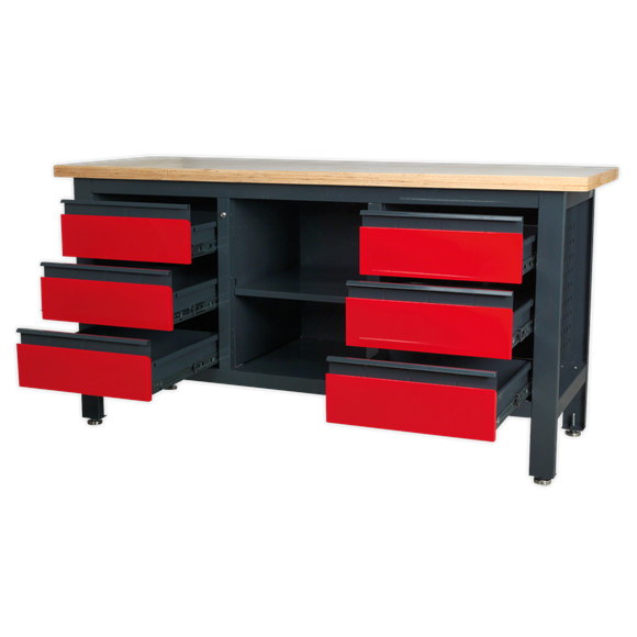Sealey AP1905D Workstation with 6 Drawers & Open Storage