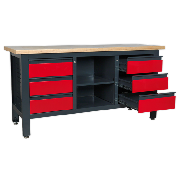 Sealey AP1905D Workstation with 6 Drawers & Open Storage