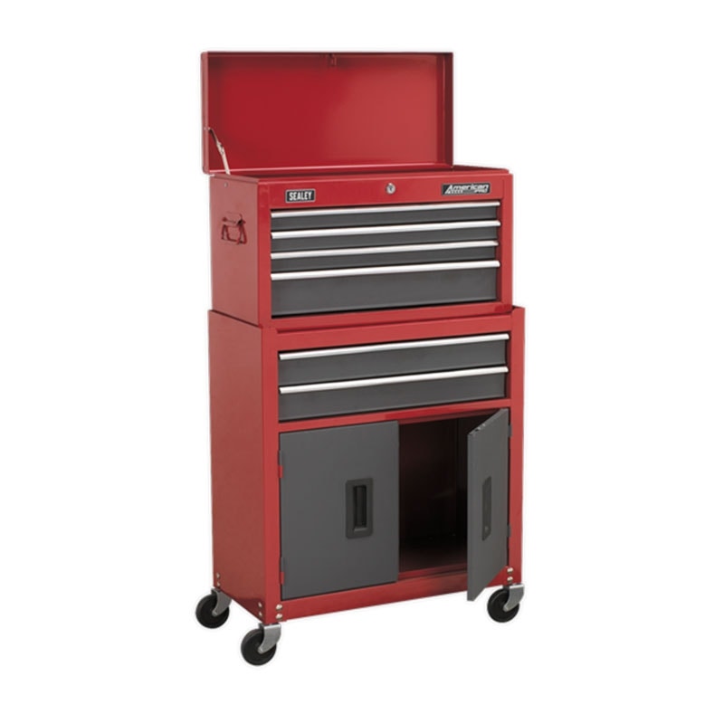 Sealey AP2200BB Topchest & Rollcab Combination 6 Drawer with Ball Bearing Slides - Red/Grey