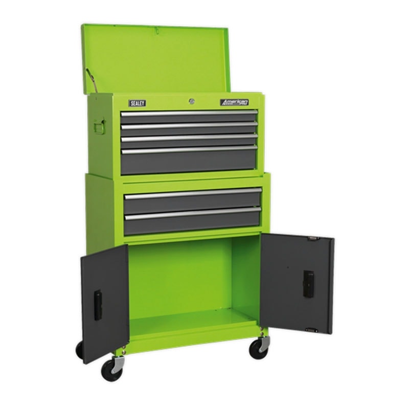 Sealey AP2200BBHV American PRO Topchest & Rollcab Combination 6 Drawer - Green/Grey