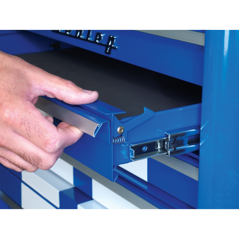 Sealey Rollcab 4 Drawer Retro Style - Blue with White Stripes