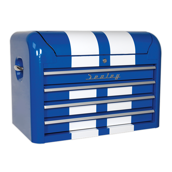 Sealey AP28104BWS Topchest 4 Drawer Retro Style - Blue with White Stripes