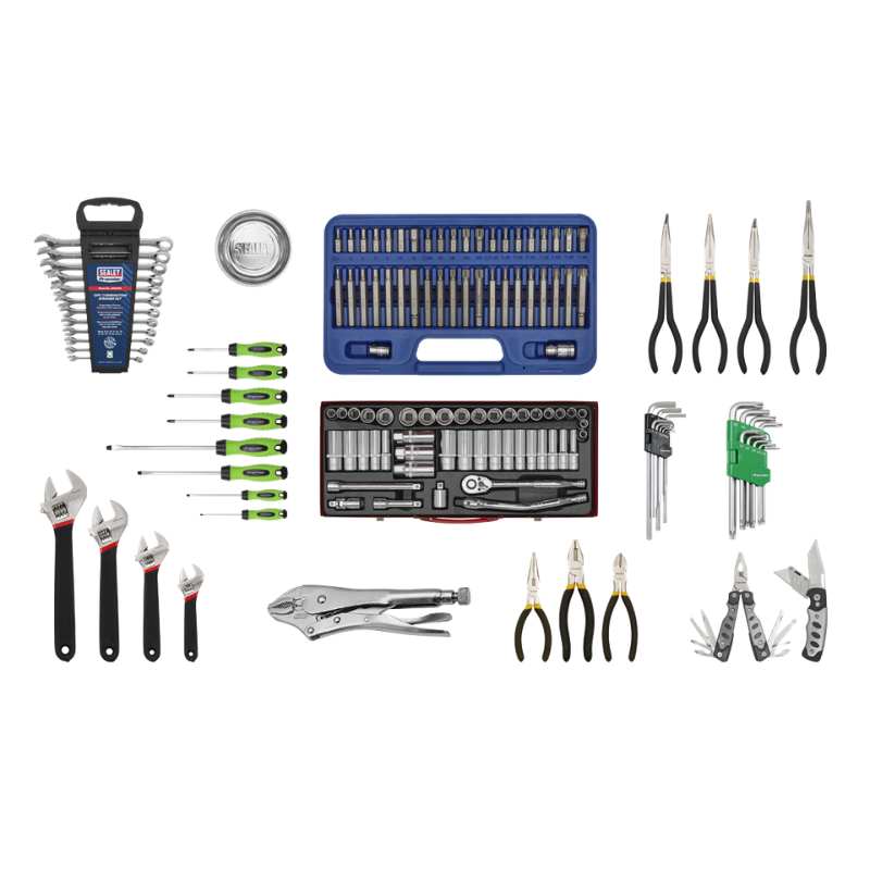 Sealey AP33109BCOMBO Topchest 10 Drawer with Ball Bearing Slides - Black & 140pc Tool Kit