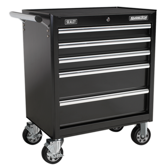 Sealey AP33459B Rollcab 5 Drawer with Ball Bearing Slides - Black