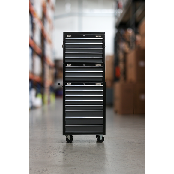 Sealey AP35STACK Tool Chest Combination 16 Drawer with Ball Bearing Slides - Black/Grey