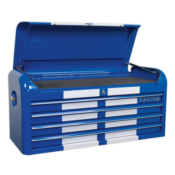 Sealey AP41104BWS Topchest 4 Drawer Wide Retro Style - Blue with White Stripes